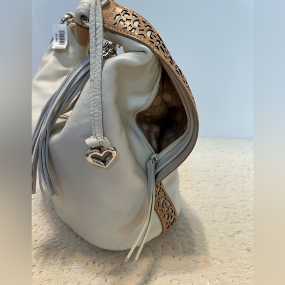 Brighton ‘Collins’ Cream White Leather Bohemian Bucket Shoulder Bag NWT - Picture 9 of 16
